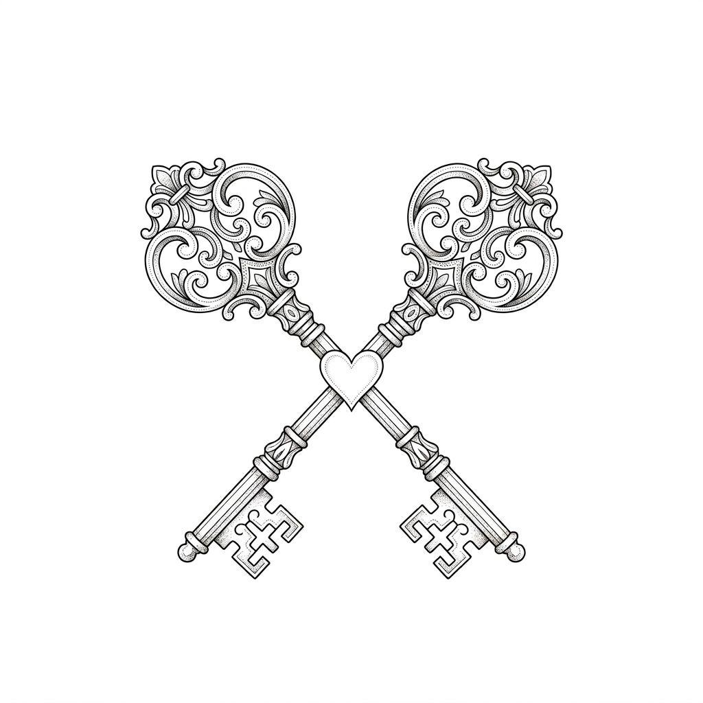 siblings-tattoo fine line keys