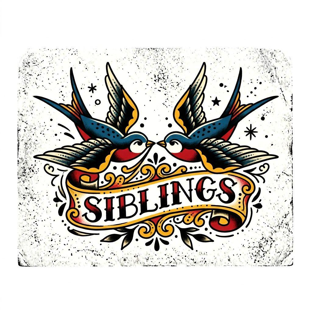 siblings-tattoo old school swallows