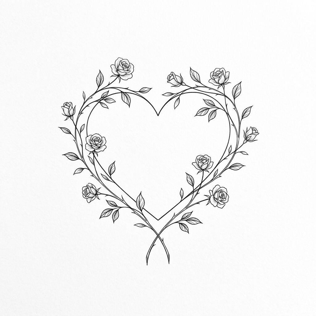 heart-tattoo heart framed by roses