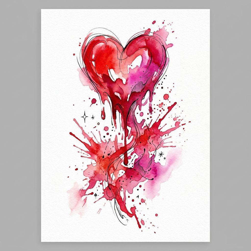 heart-tattoo vibrant watercolor heart