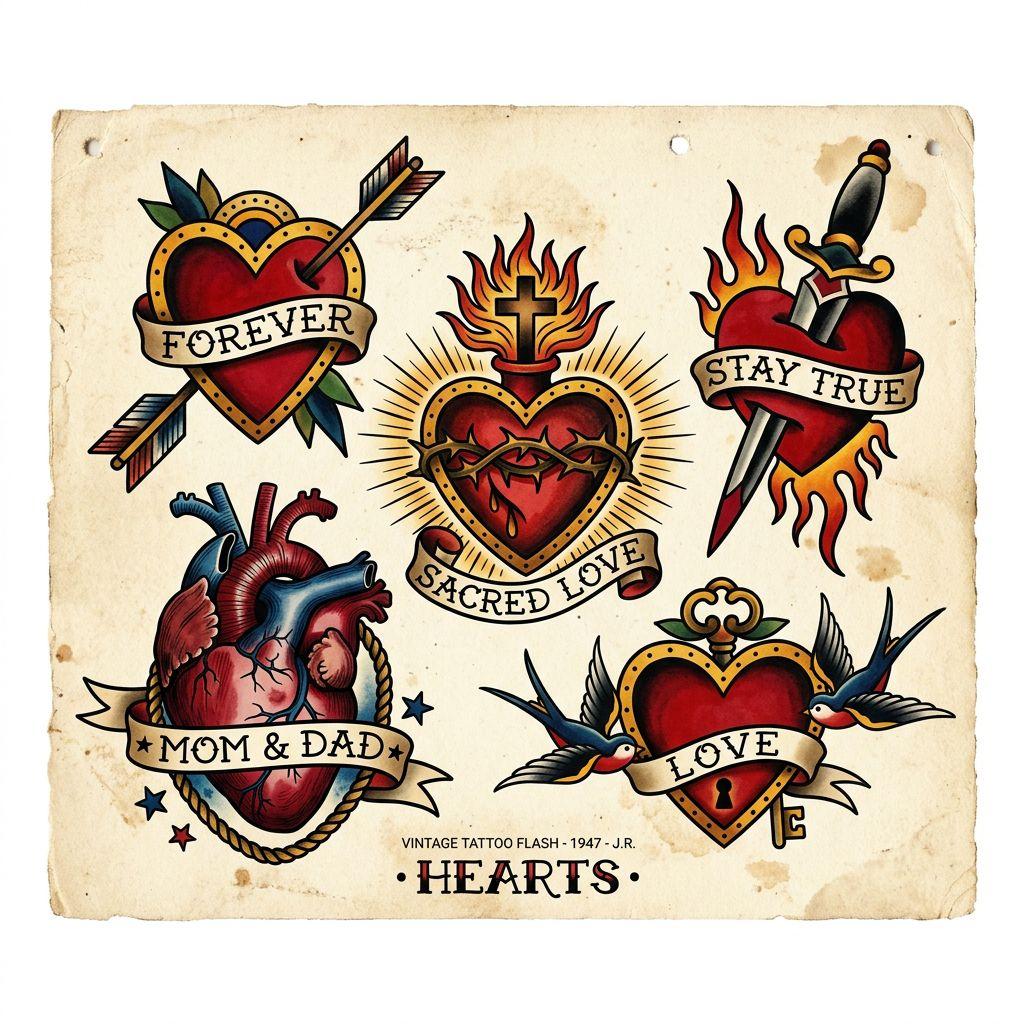 heart-tattoo vintage patchwork hearts