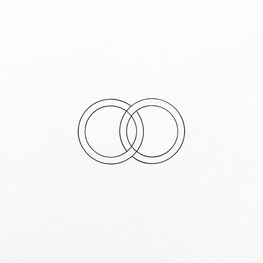 wedding-tattoo minimalist single-line wedding rings