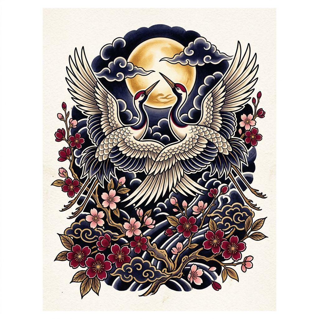 wedding-tattoo japanese wedding cranes