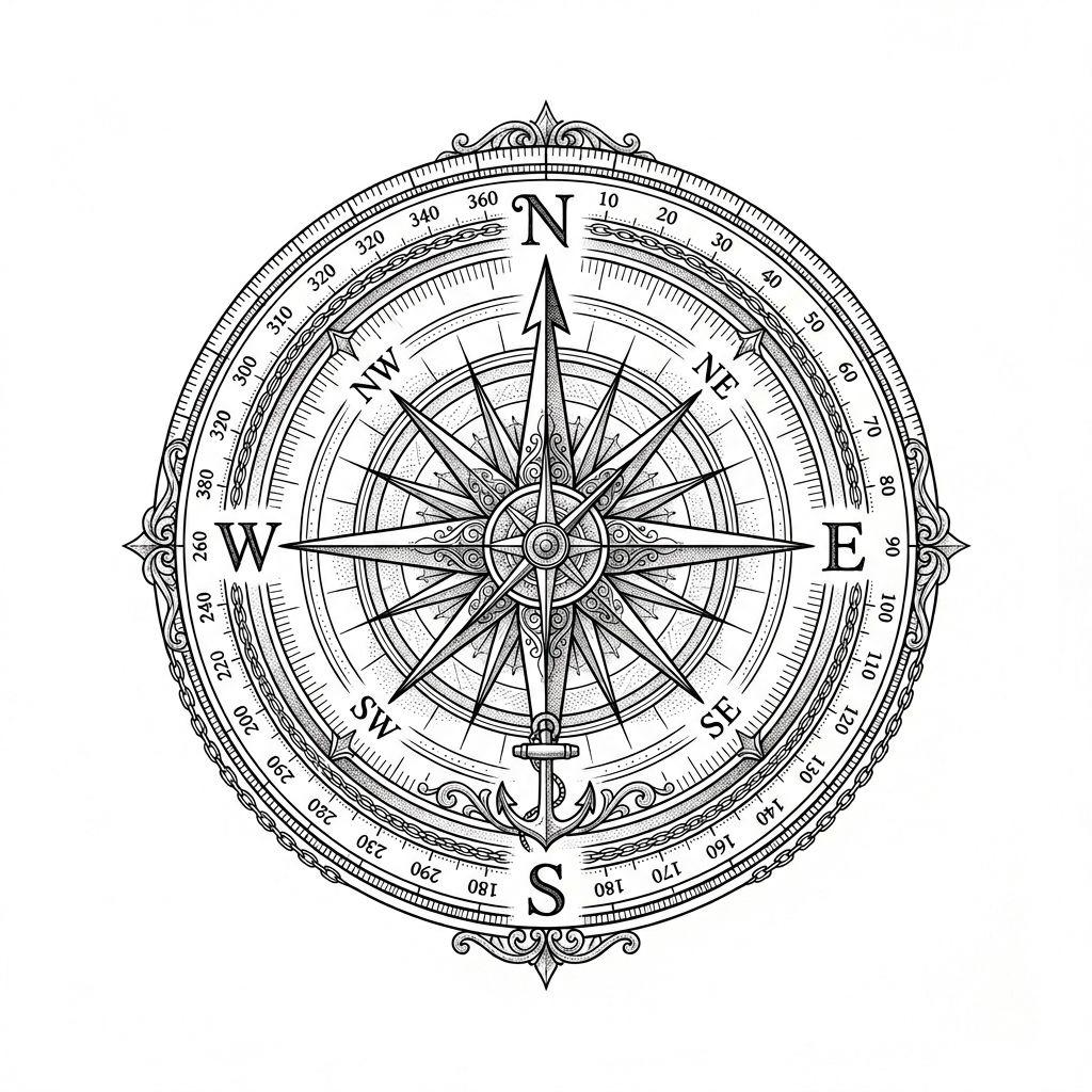 men-tattoo fineline compass