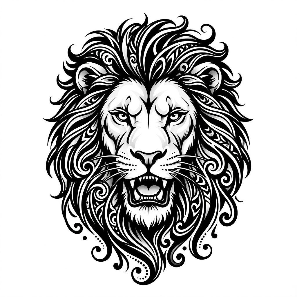 men-tattoo blackwork lion