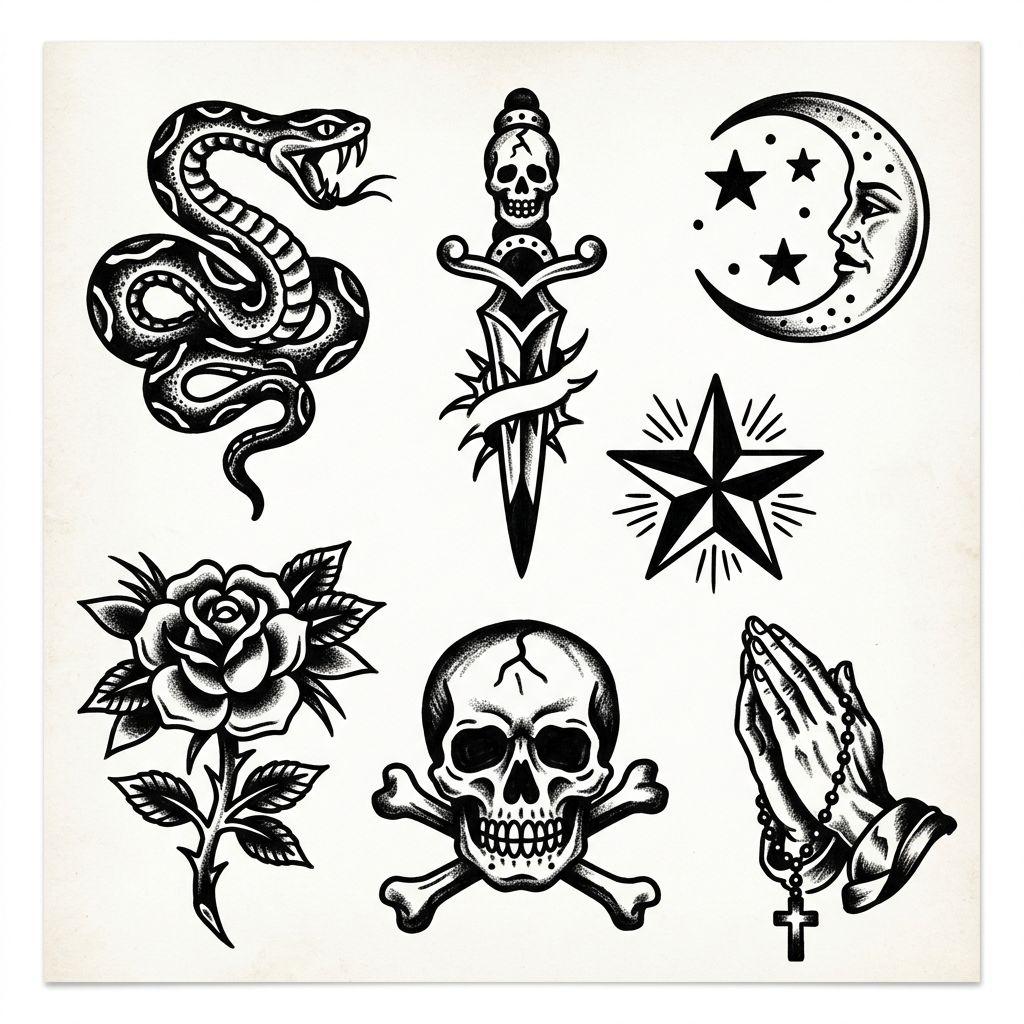 men-tattoo old-school patchwork