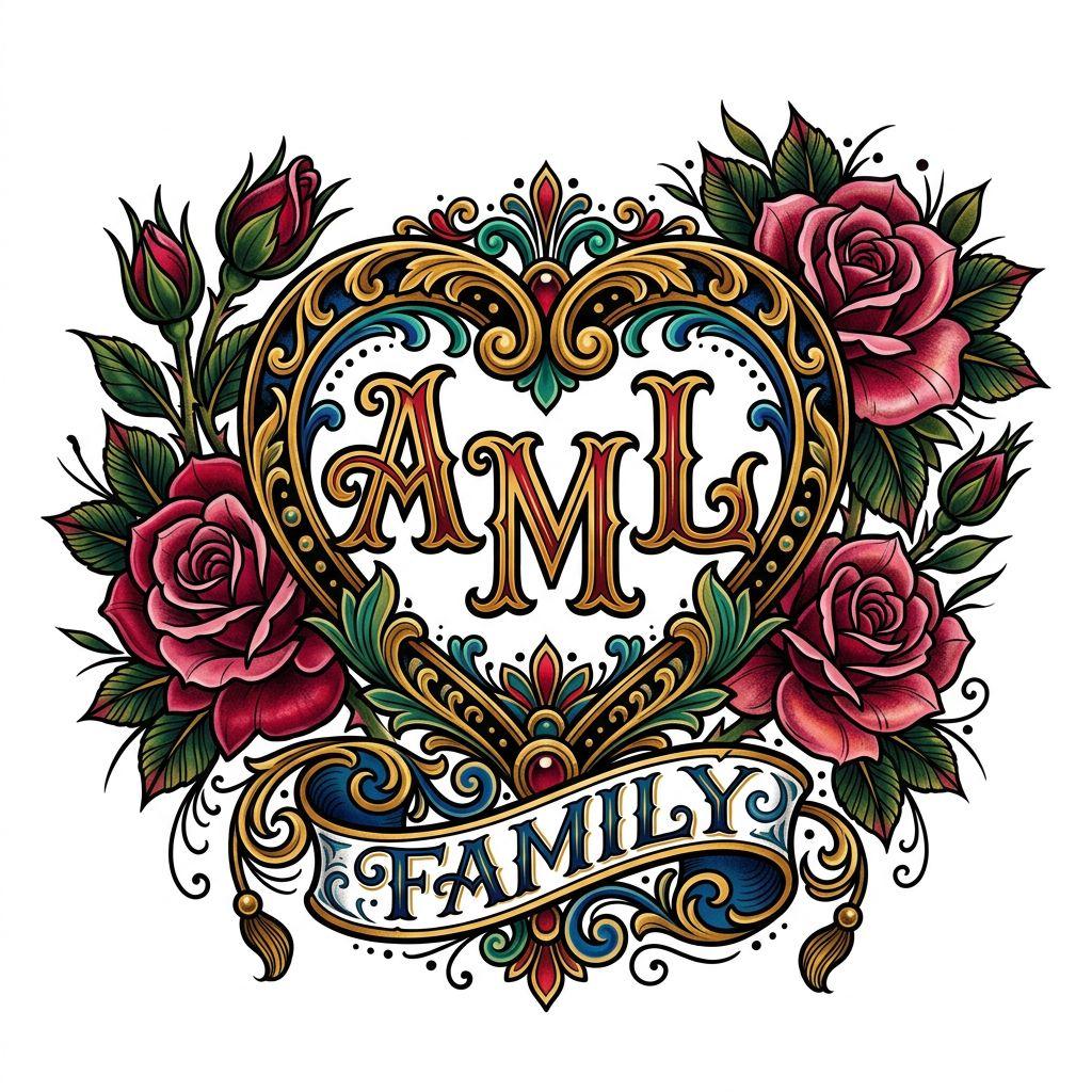 idée tatouage initiales famille initiales néo-traditionnelles
