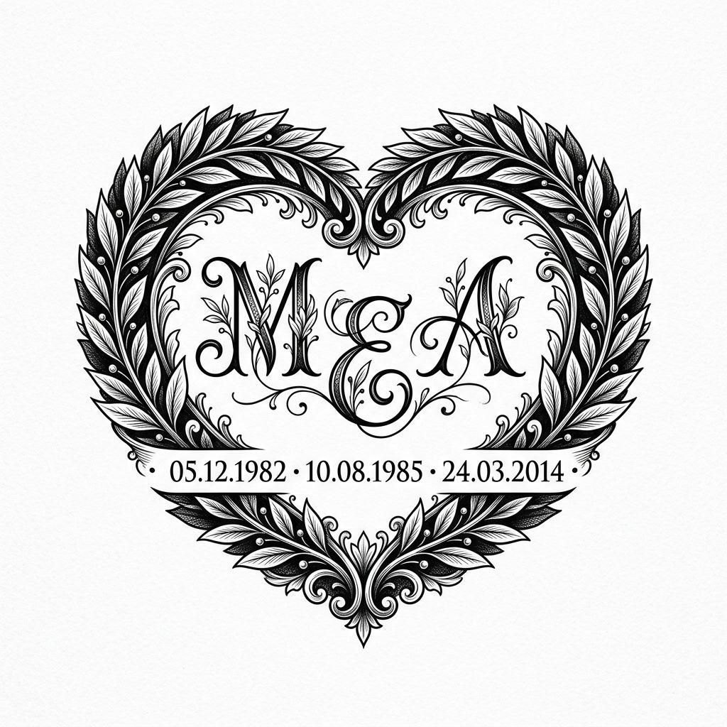 idée tatouage initiales famille initiales premium artistique