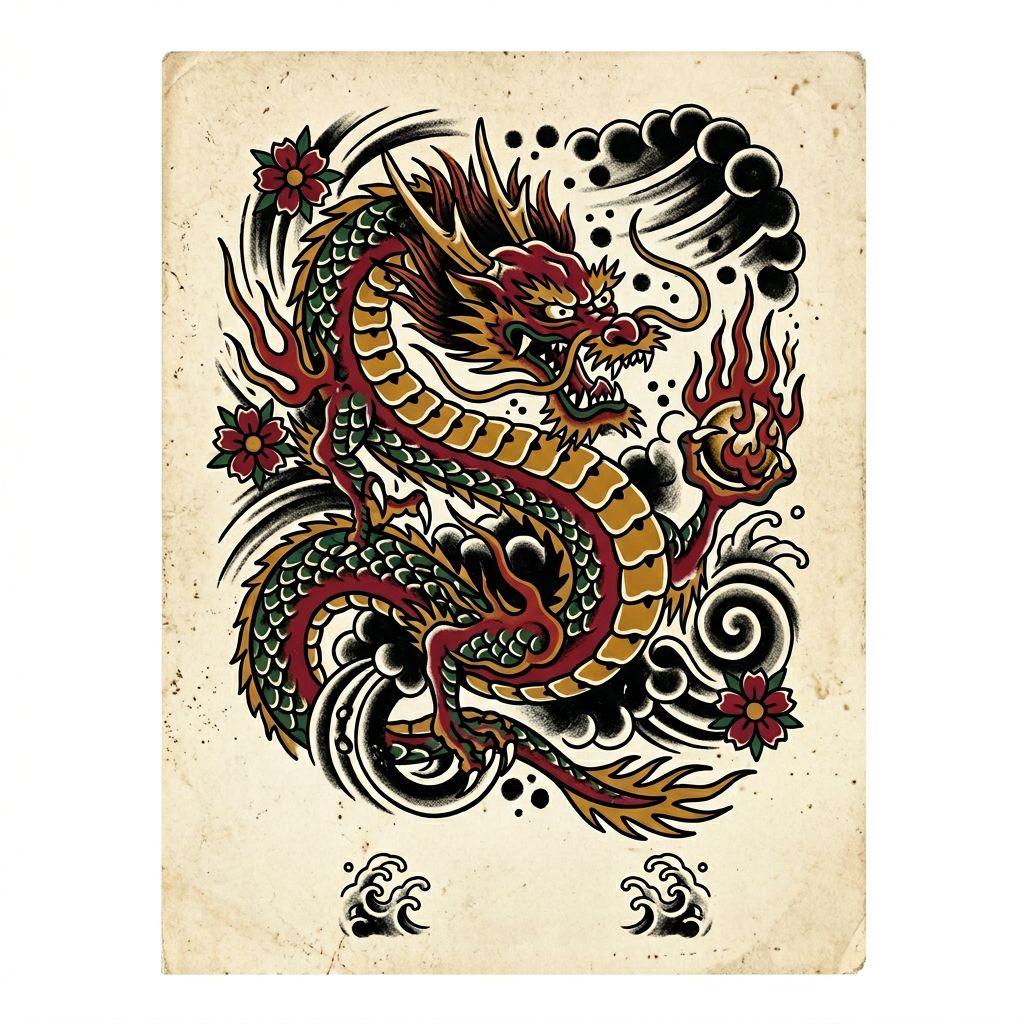 japanese-tattoo old-school dragon