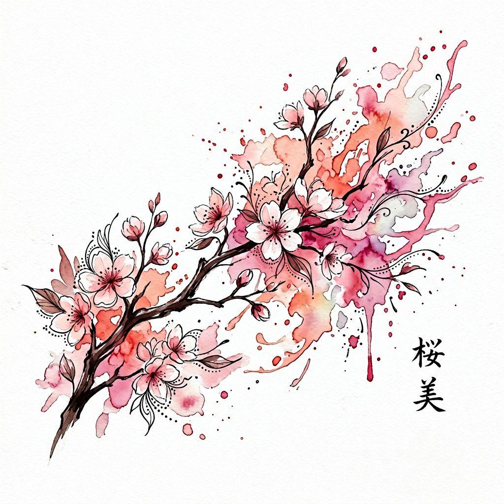 japanese-tattoo watercolor sakura