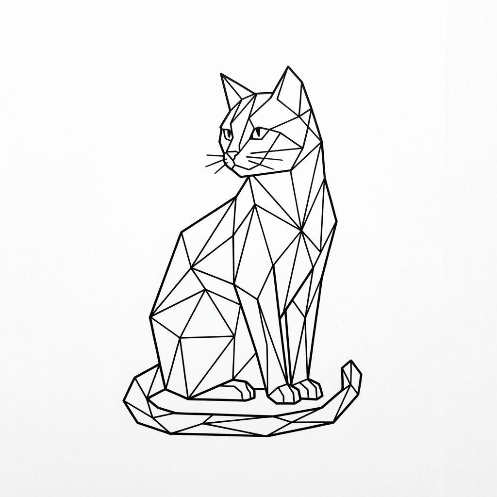 cat-tattoo geometric faceted cat