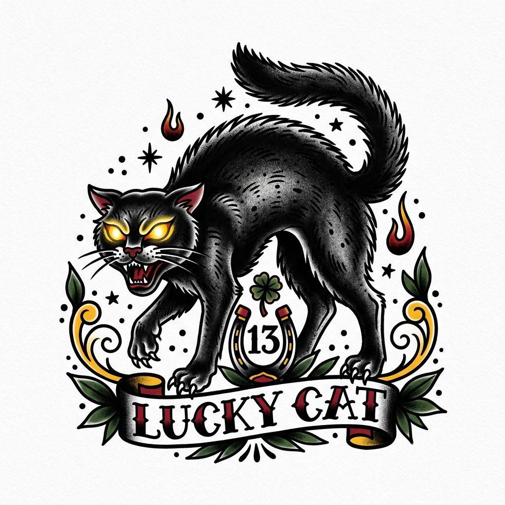 cat-tattoo old school black cat