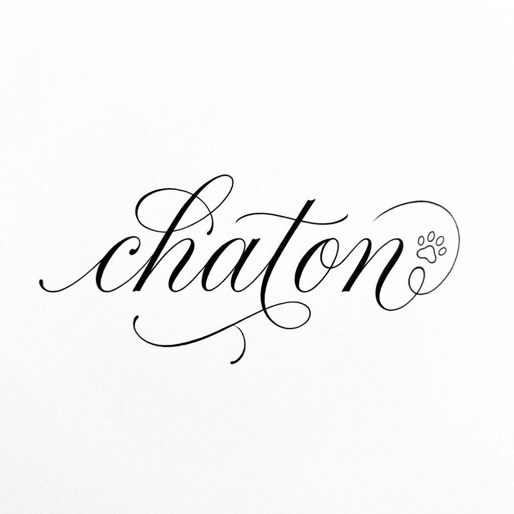 cat-tattoo script lettering "kitten"