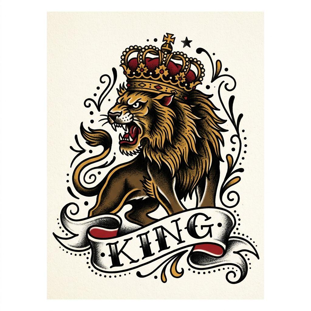 lion-tattoo old school lion