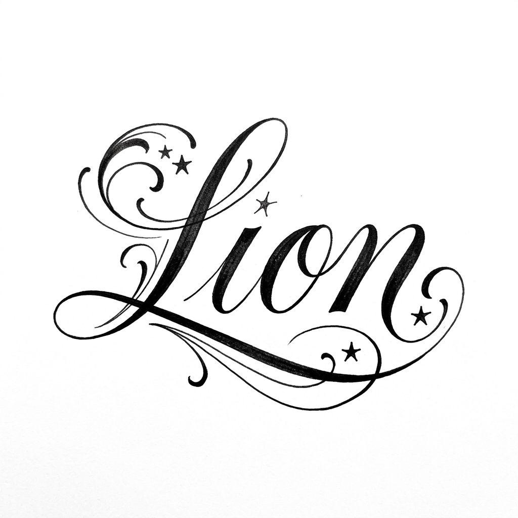lion-tattoo 'lion' lettering