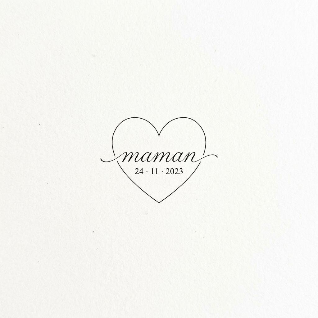 mom-tattoo fine-line heart with date