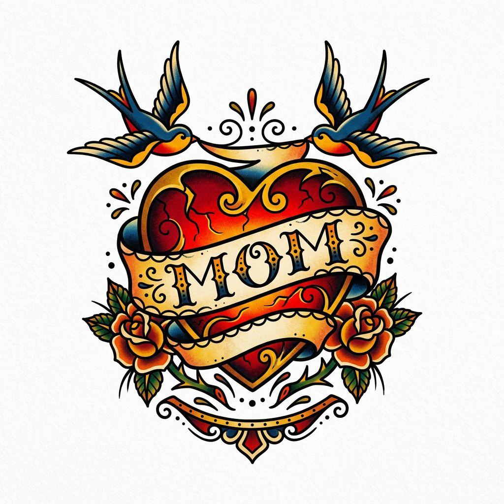 mom-tattoo old school "mom" heart