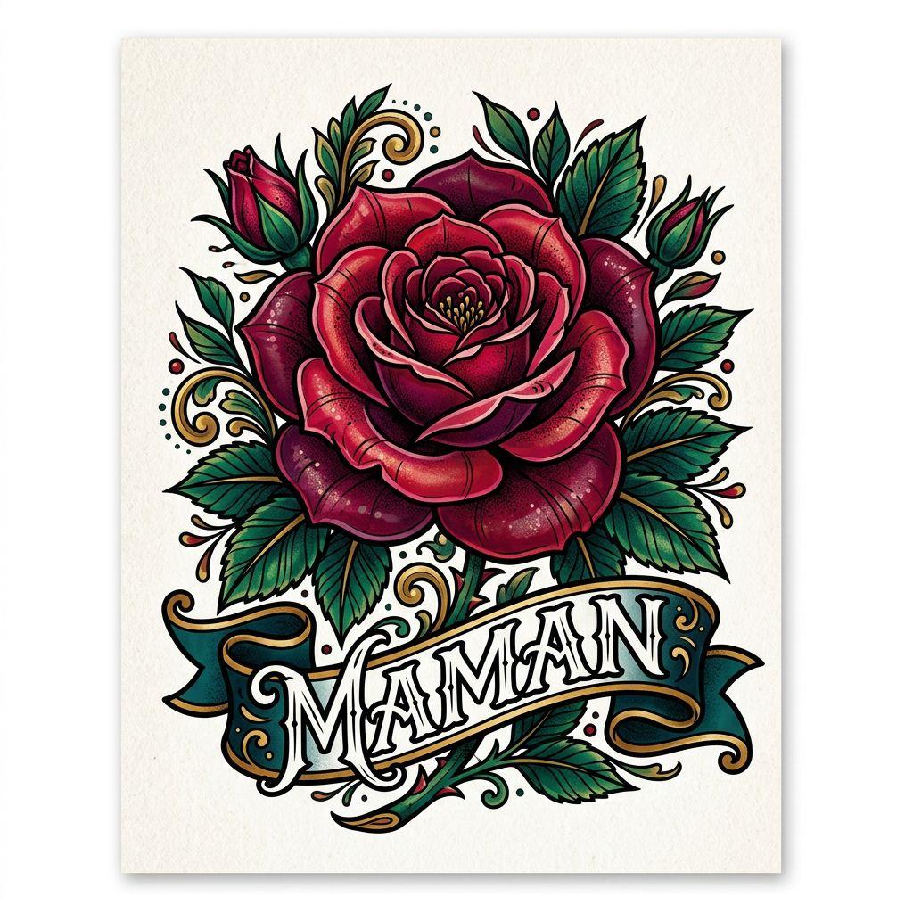 mom-tattoo neo-traditional roses for mom