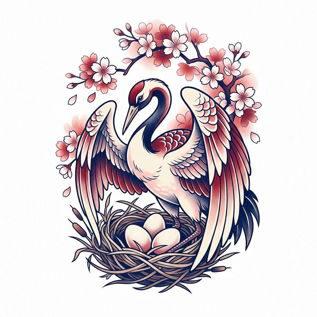 mom-tattoo protective japanese crane