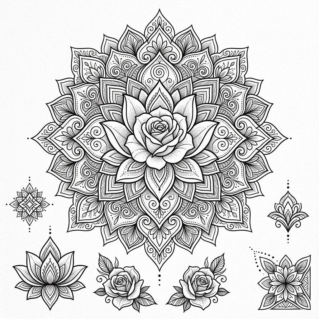 mandala-tattoo mandala with flower
