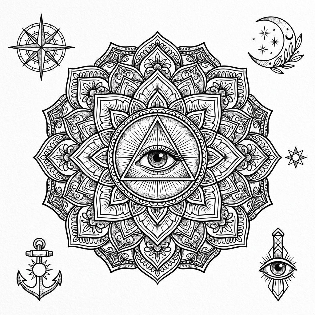 mandala-tattoo mandala with eye