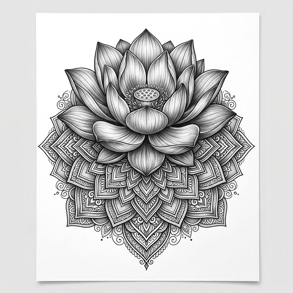 mandala-tattoo realistic lotus mandala