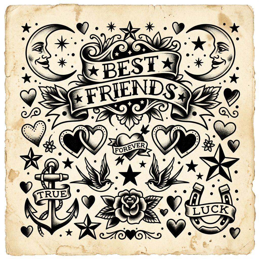 idée tatouage meilleure amie patchwork best friends