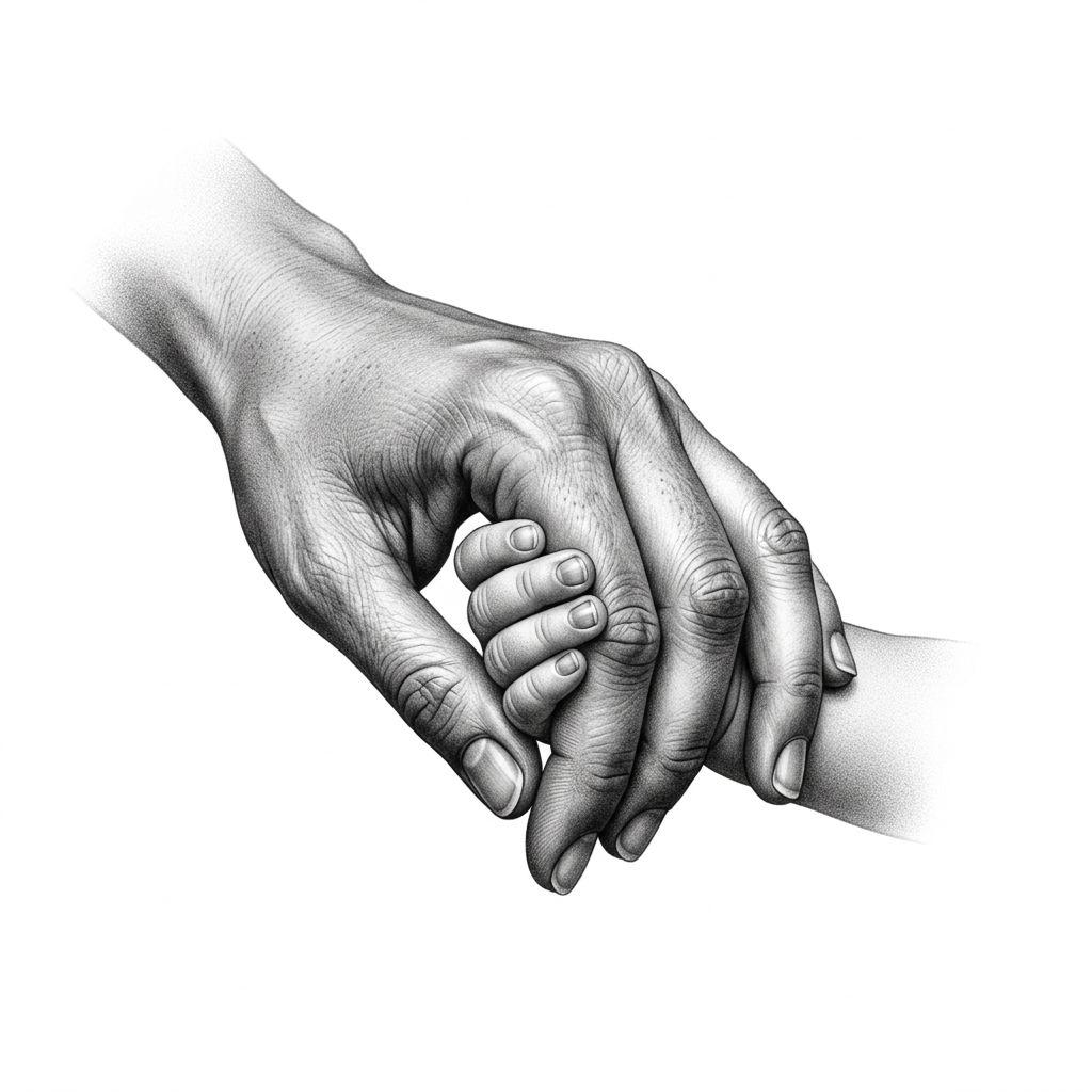 mother and son-tattoo realistic hands