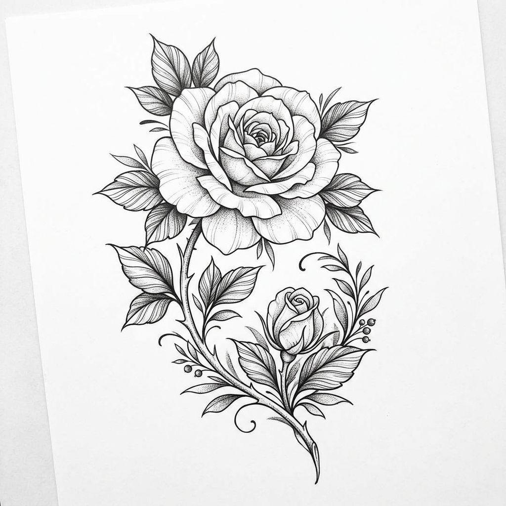 mother and son-tattoo mother and child flowers