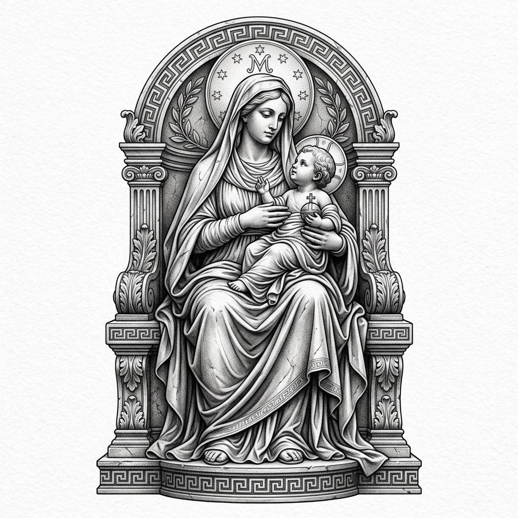 mother and son-tattoo madonna and child