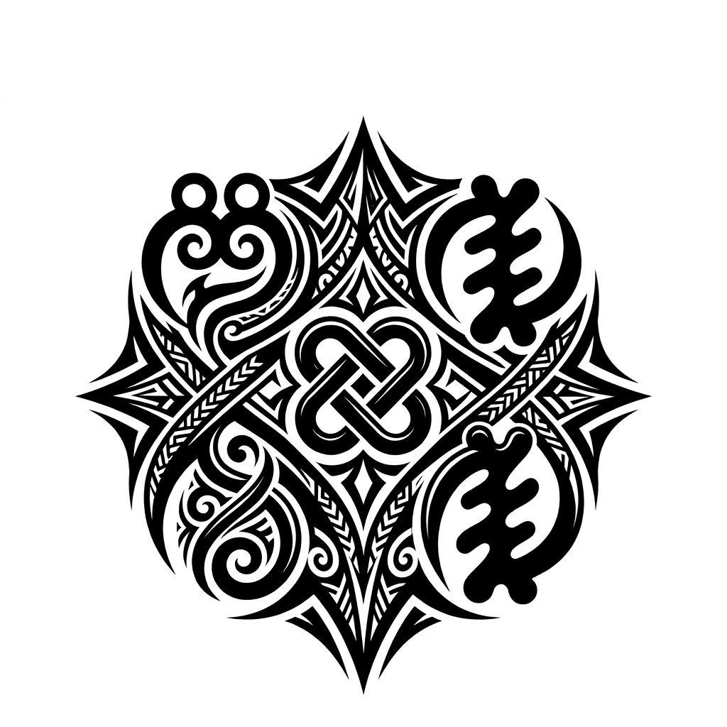 mother and son-tattoo tribal adinkra symbol