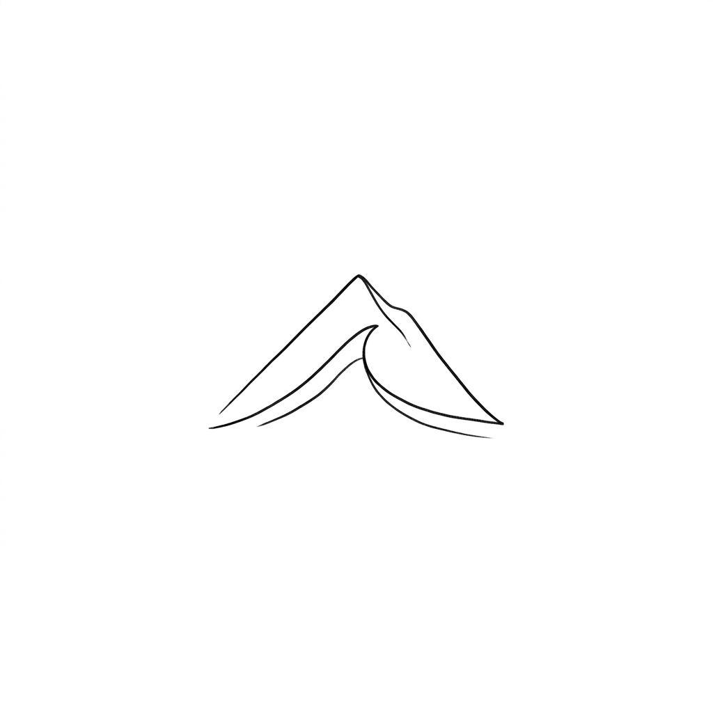 idée tatouage minimaliste minimaliste vague et montagne
