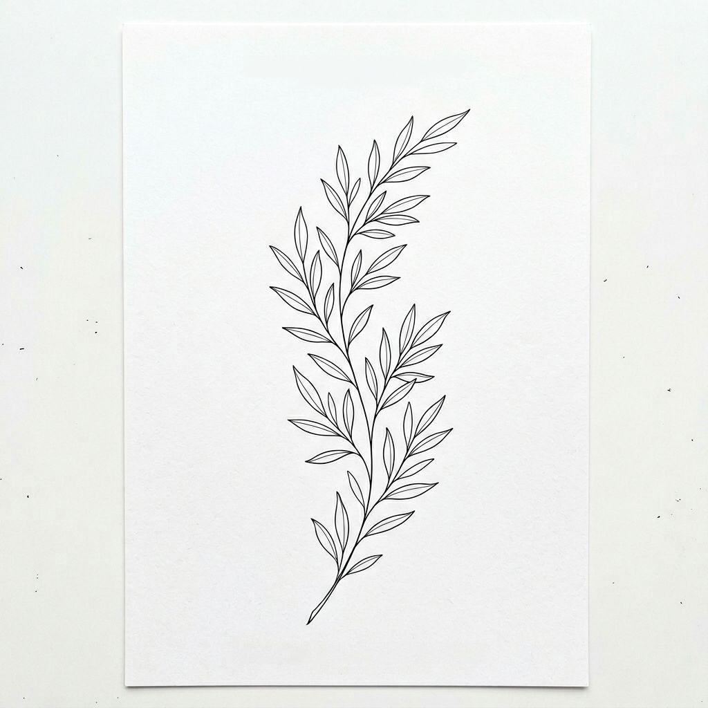 calf-tattoo fine line branch
