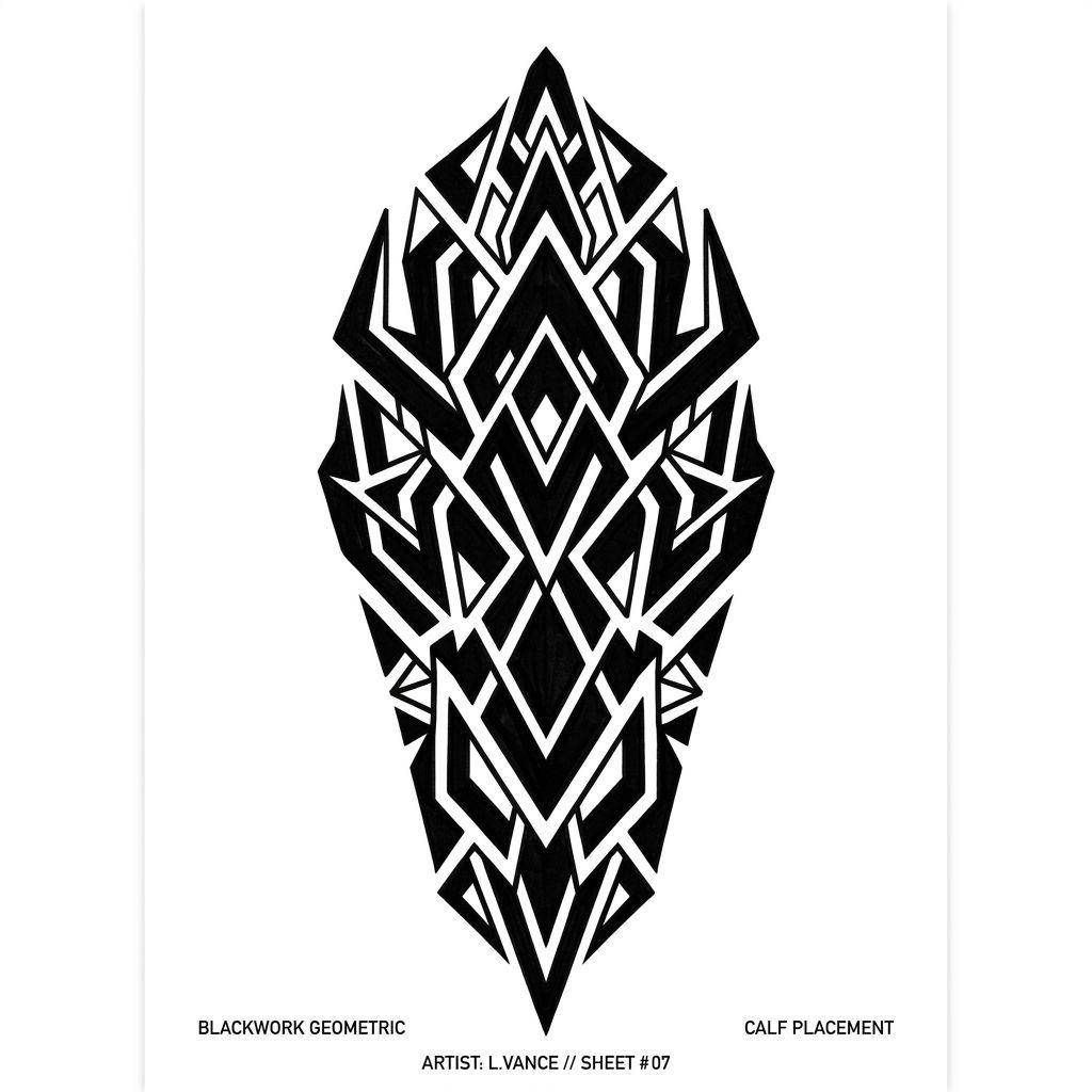 calf-tattoo blackwork composition