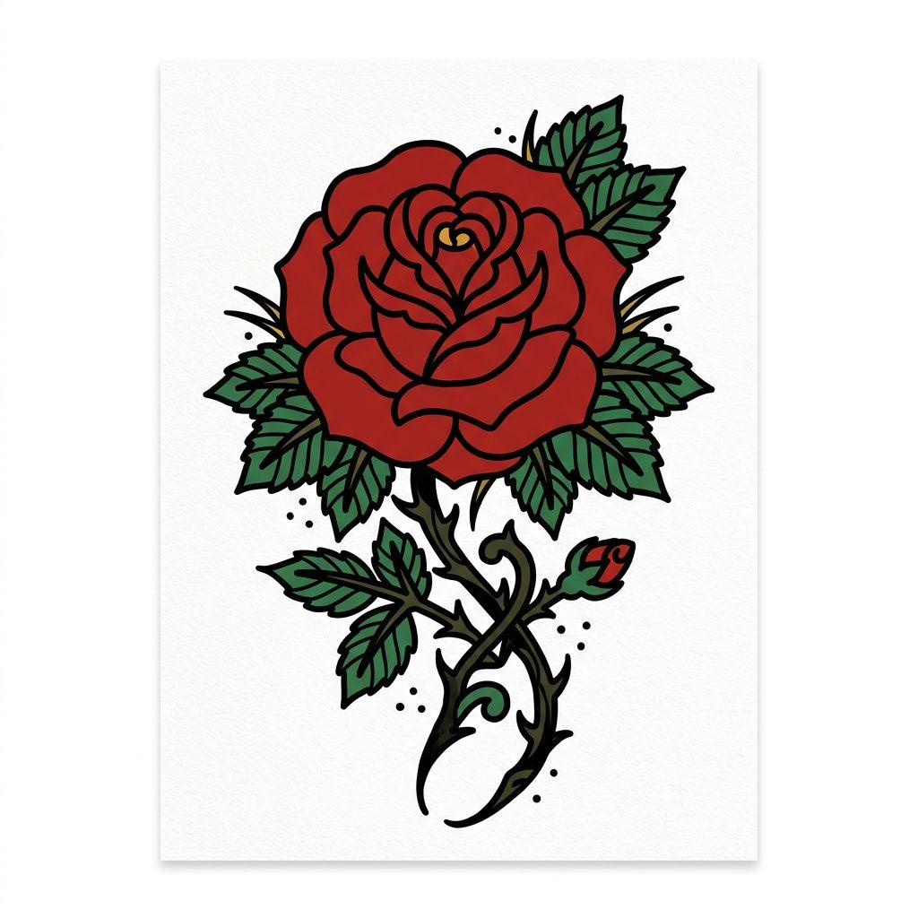 calf-tattoo old school rose