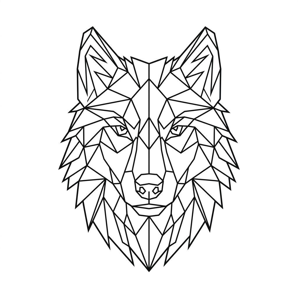 calf-tattoo geometric wolf