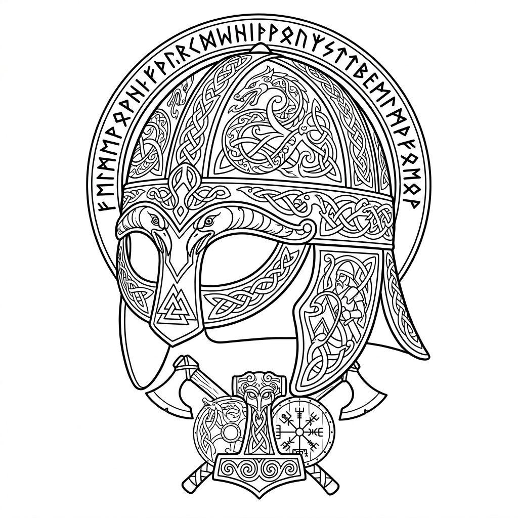 calf-tattoo viking helmet