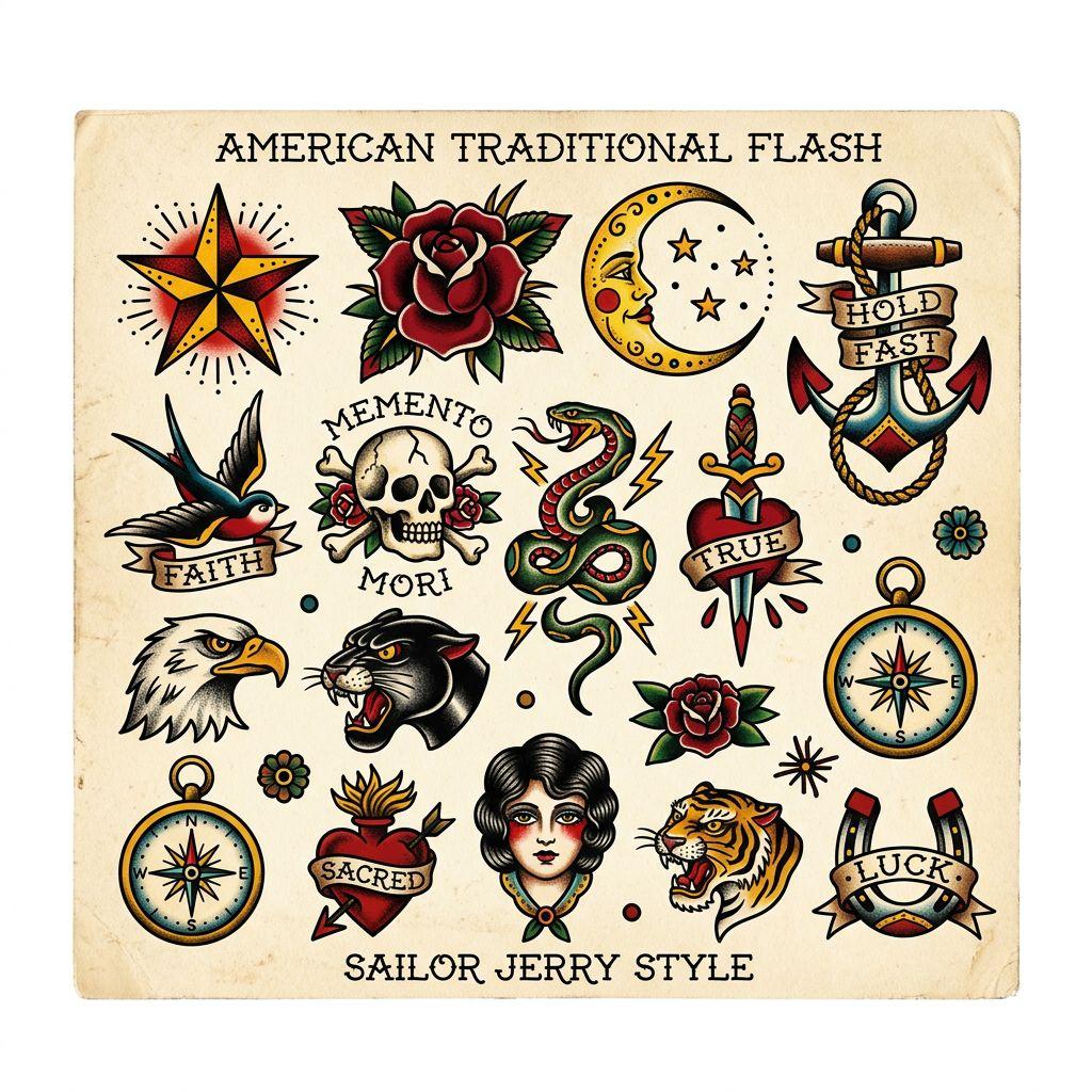 calf-tattoo flash patchwork