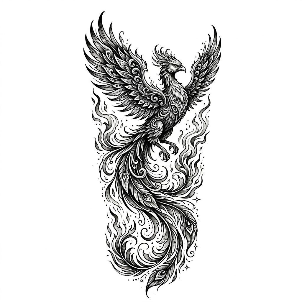 calf-tattoo premium illustrative phoenix