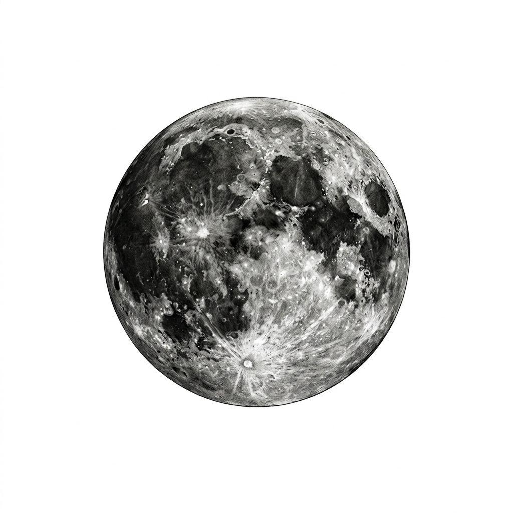 moon-tattoo realistic full moon with craters
