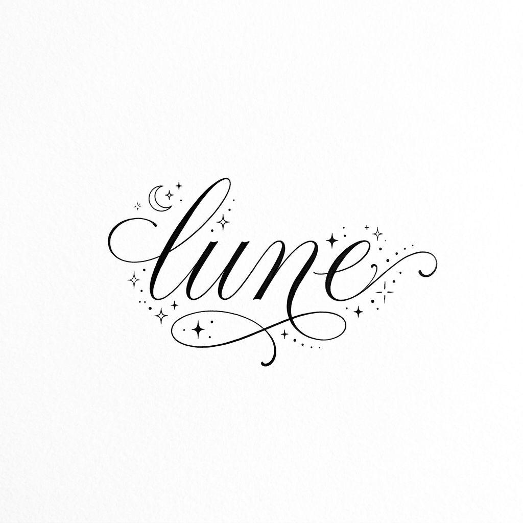 moon-tattoo cursive "moon" lettering