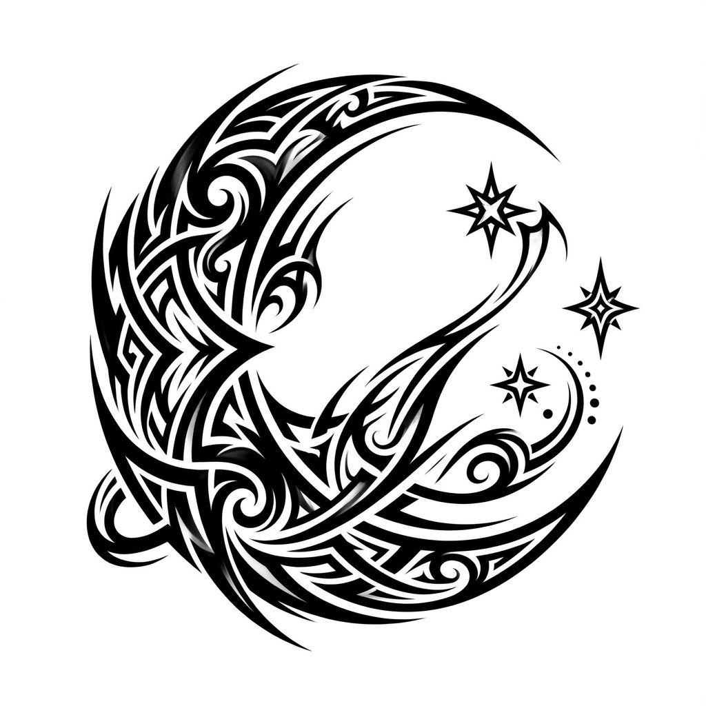 moon-tattoo modern tribal moon