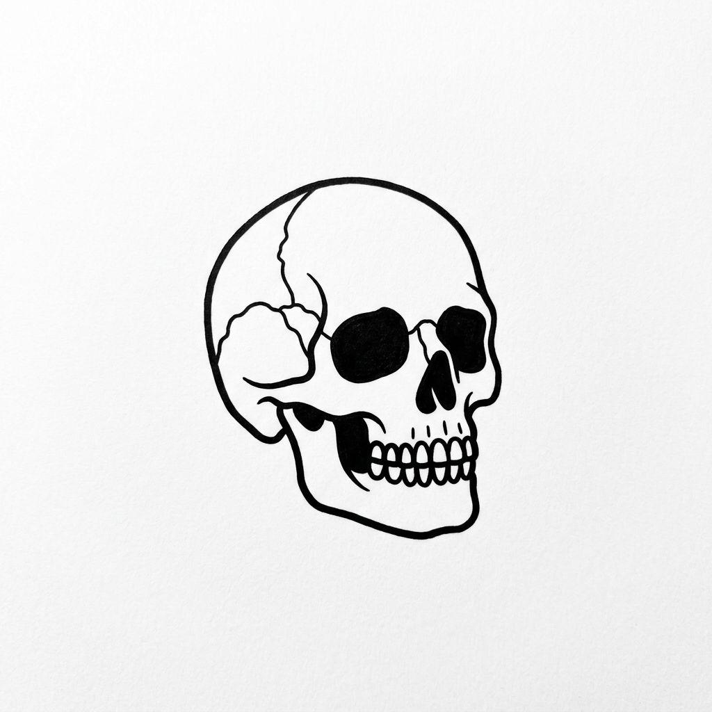 nape-tattoo minimalist skull