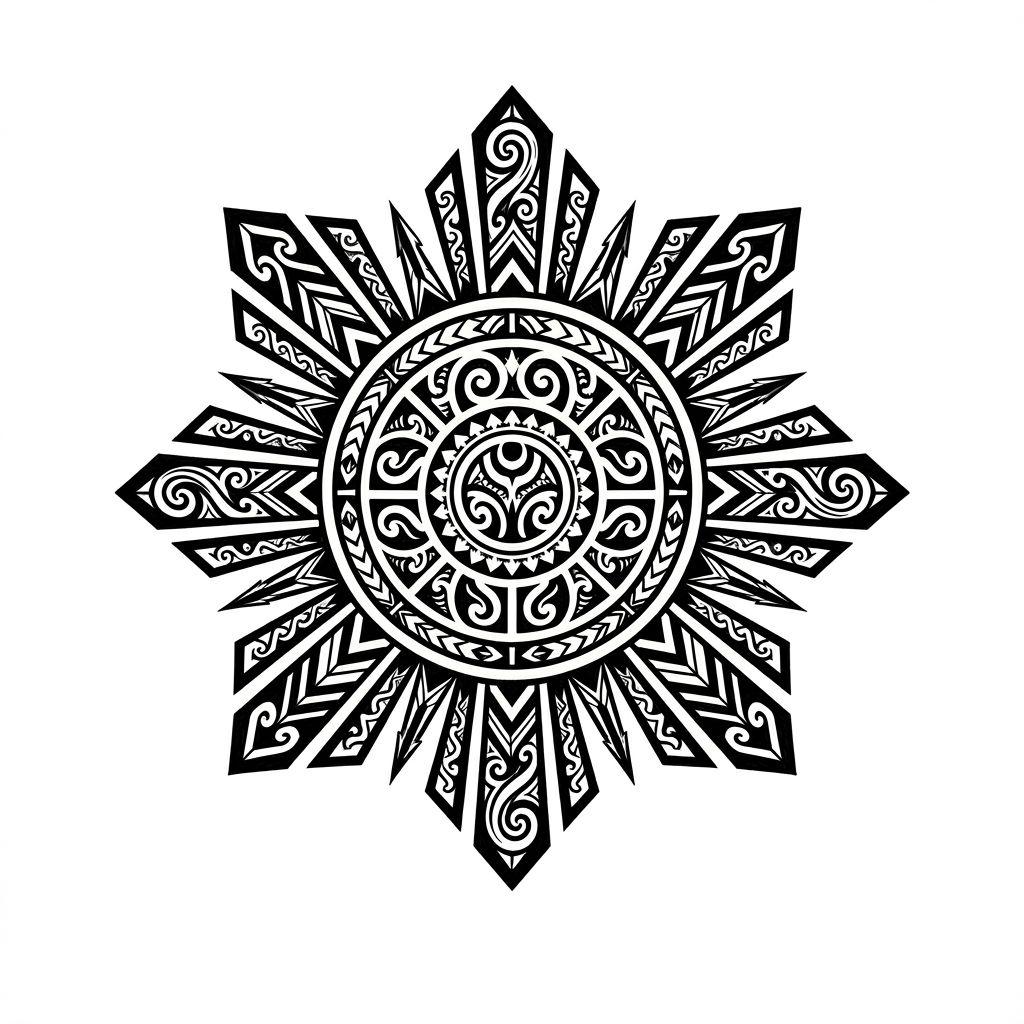 nape-tattoo tribal sun