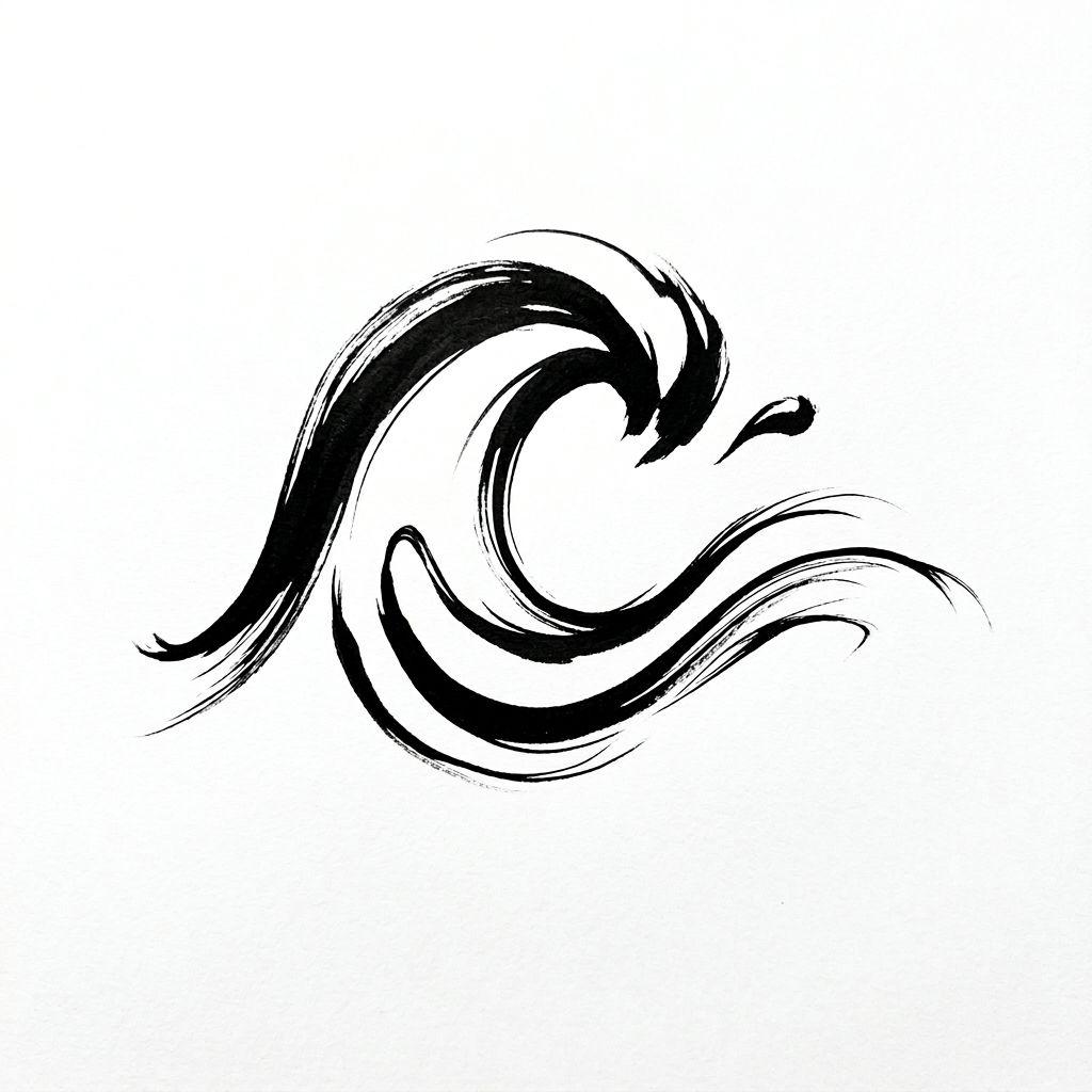 nape-tattoo abstract wave
