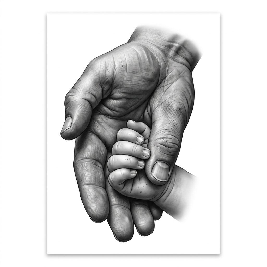 father and daughter-tattoo realistic hands