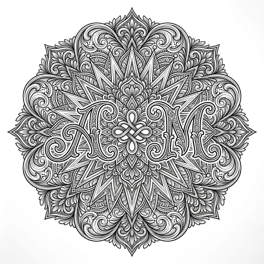 father and daughter-tattoo mandala with initials