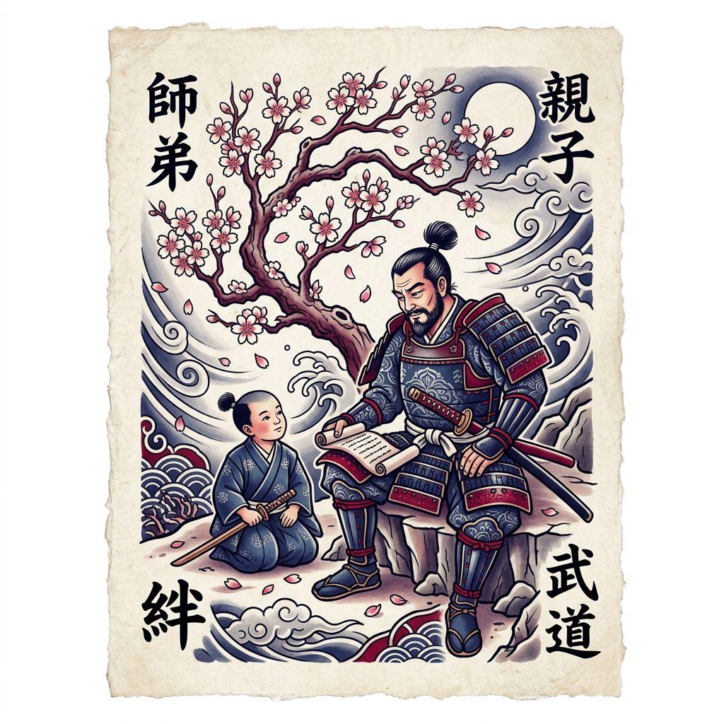 father and son-tattoo japanese samurai