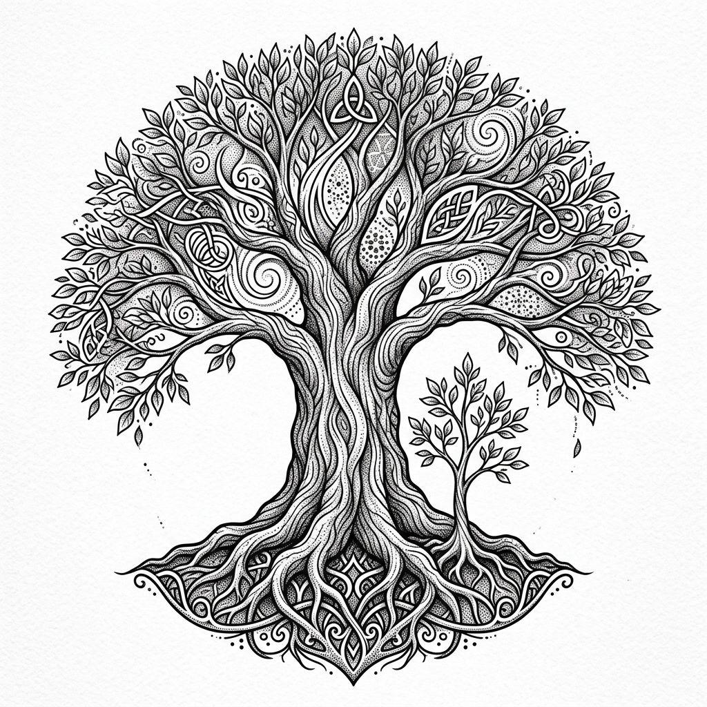 father and son-tattoo spiritual tree of life