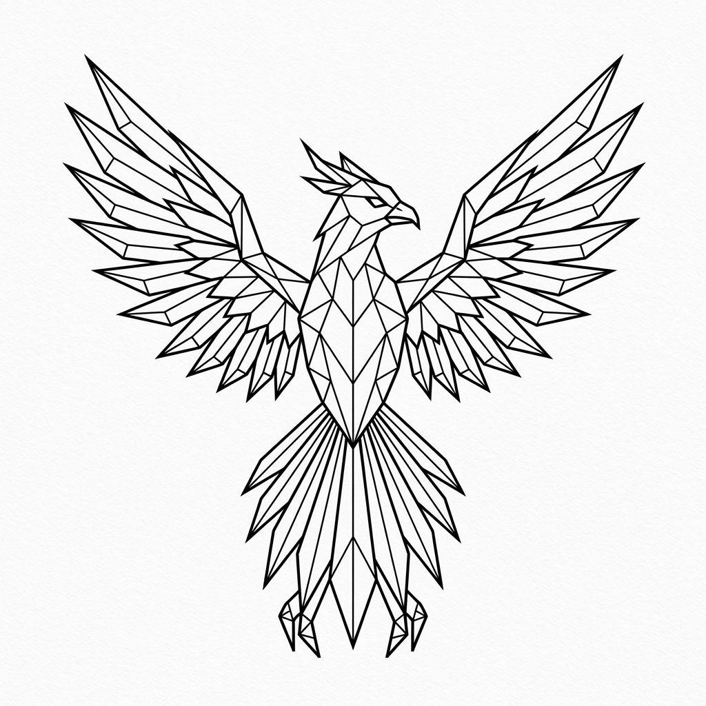 phoenix-tattoo faceted geometric phoenix